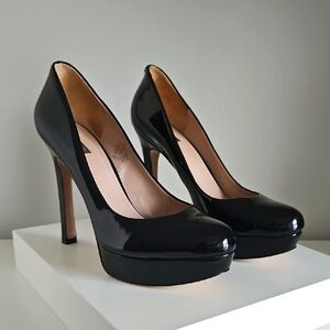 JOAN&DAVID Daquella Black Patent Leather Platform Pump Size US 9